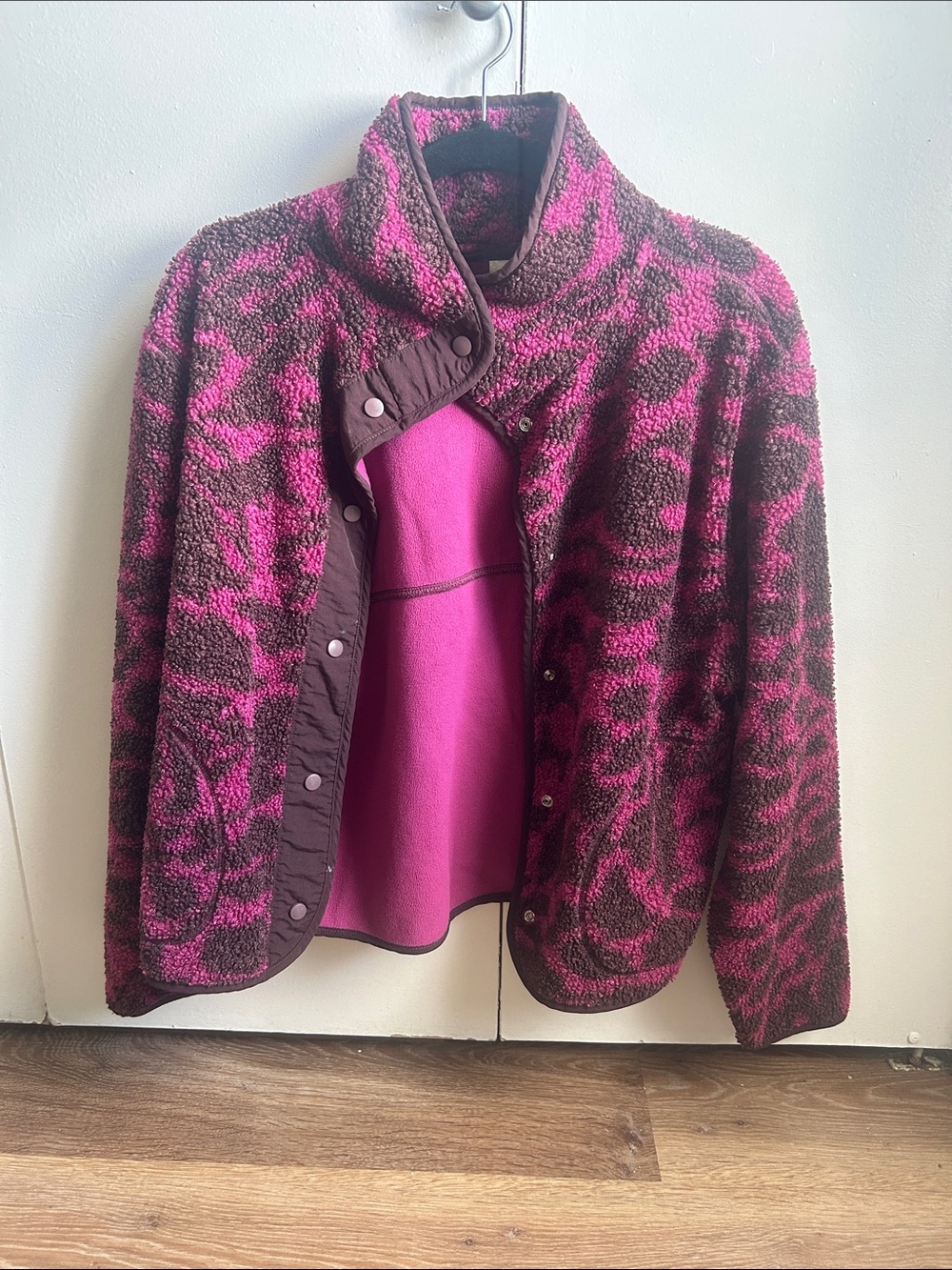 Women's Pink & Brown Sherpa Jacket